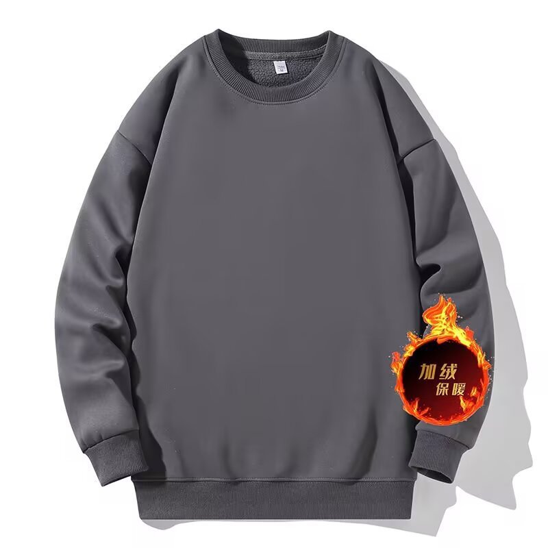 Amerikanischer Retro-Hoodie in Unifarben für Damen und Herren, Herbst und Winter, lockerer Fleece-Pullover, 380 g/m² schwere Schicht_voghion.com