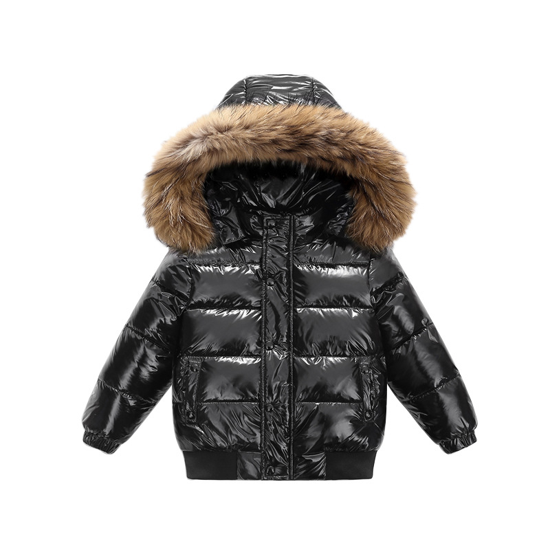 Other Down Jacket Large Fur Trim Hooded Black