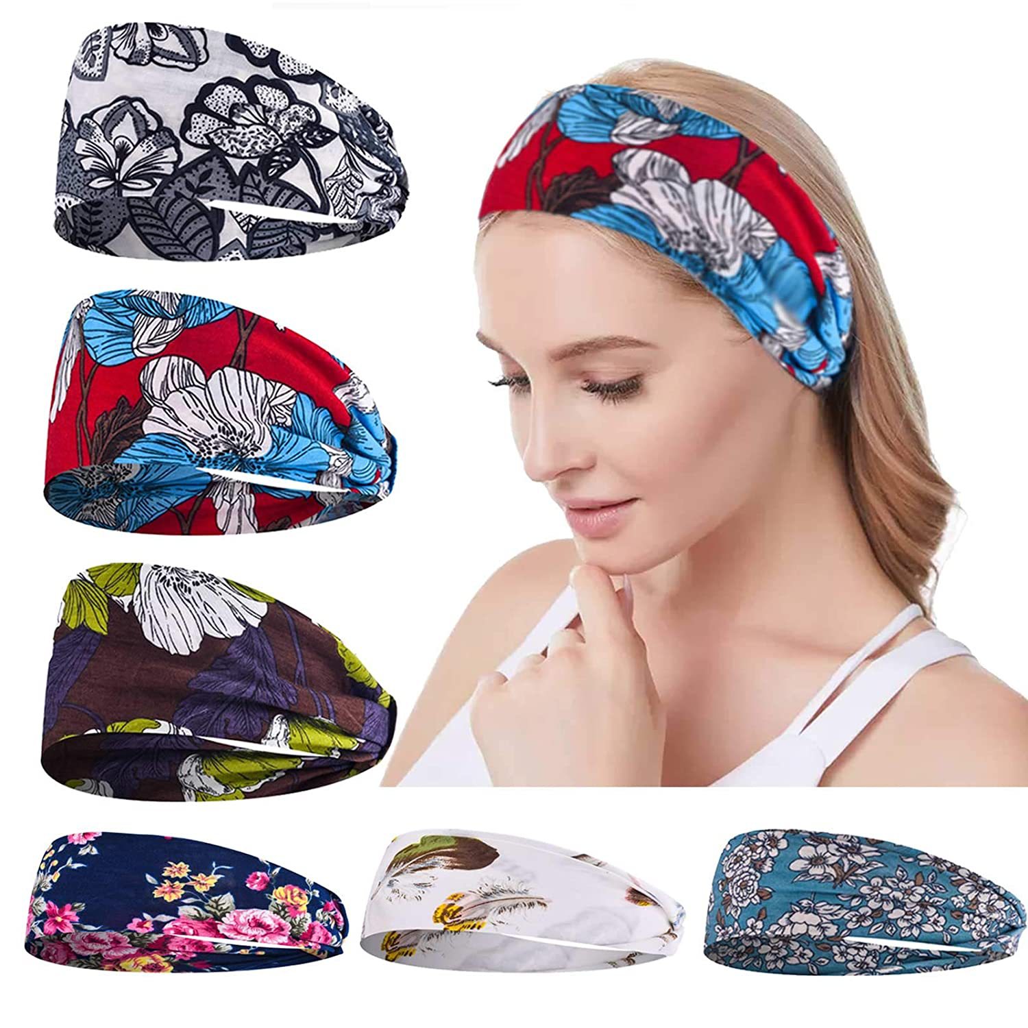 Europe and America new pattern printing motion Headband yoga Hair band Headband Sweat band Antiperspirant lady Broadside Scarf Headdress