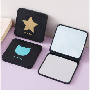 Flip Mirror Carry on Cute Mini Makeup Mirror Double-sided Vanity Mirror Student Handheld Folding Mirror Wholesale