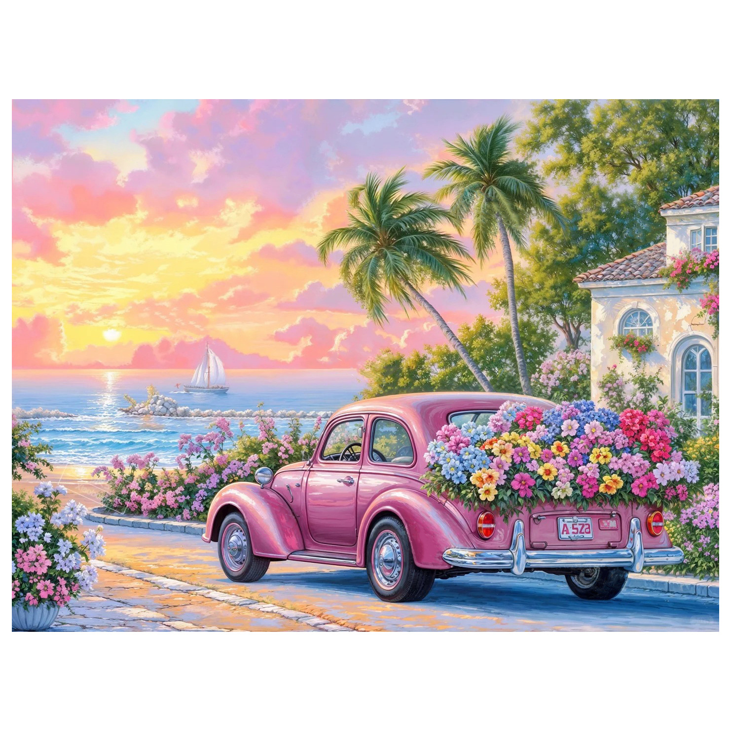 Diamante 5D dibujo de paisaje lleno de diamante cómic cabina bordado de diamantes diy redondo bordado de diamantes dibujo de diamantes a mano decoración para el hogar