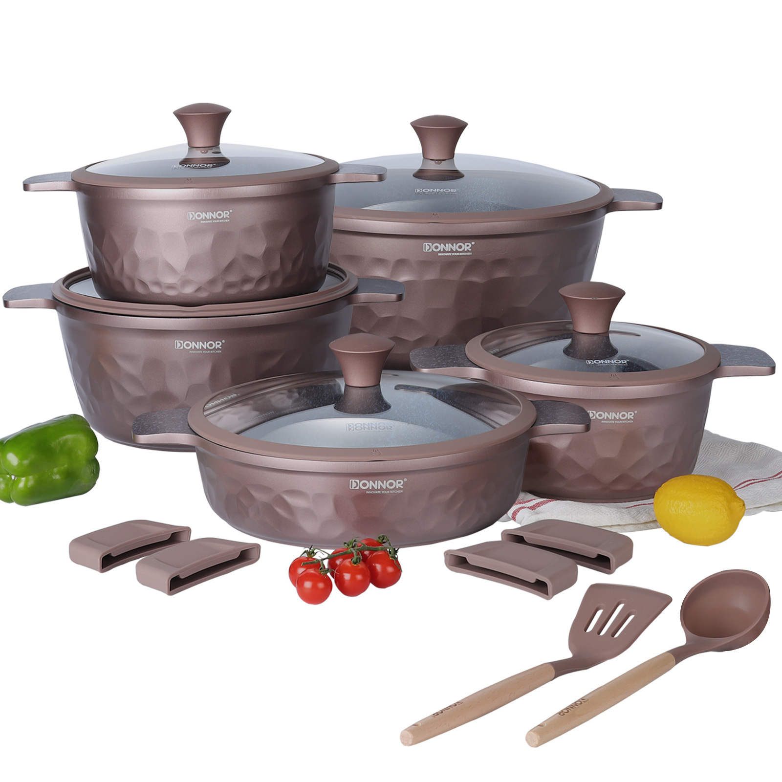 Donnor martillo Chuangli juego de 16 piezas piedra médica fundición a presión wok antiadherente wok wok wok wok wok fondo