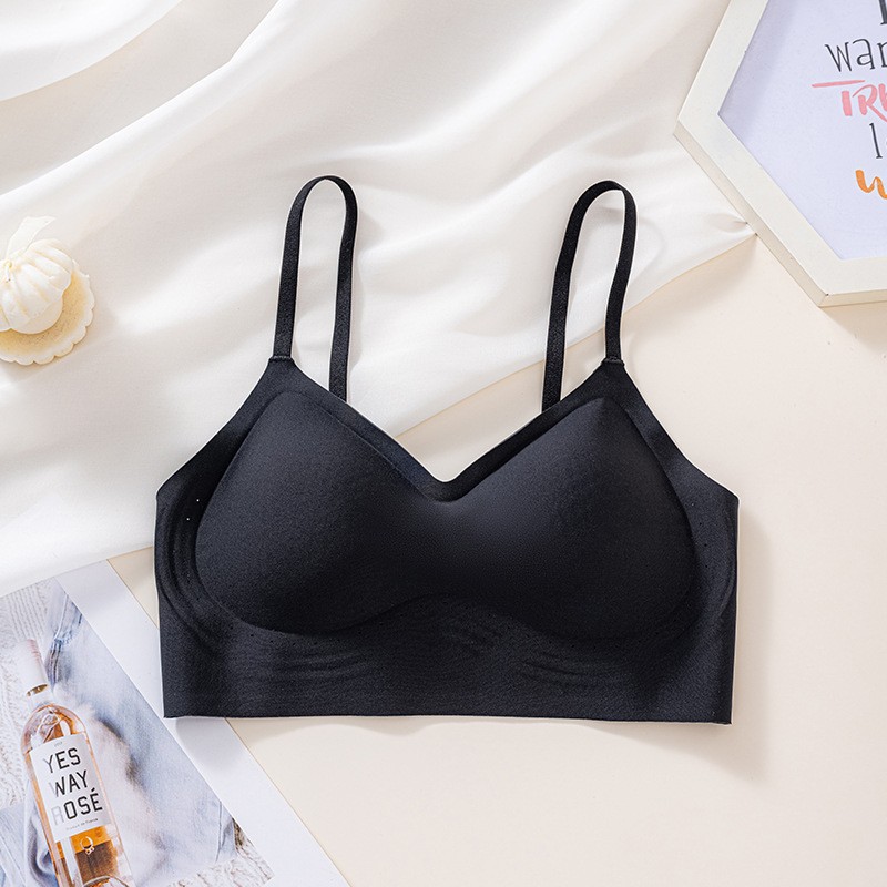 Verano ligero transpirable sin marcas belleza de espalda ropa interior damas sin anillo de acero sujetador se reúnen contra la caída delgada sujetador