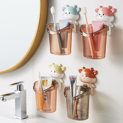 【Product Recommendation】Bathroom Little Cow Wall-Mounted Makeup Brush Storage Box Toothpaste Toothbrush Storage Rack