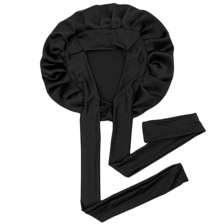 シンプルなマルベリーシルククレープサテンヘアケアつば広リボン調節可能な弾性大型シルクナイトキャップ女性の新しい帽子
