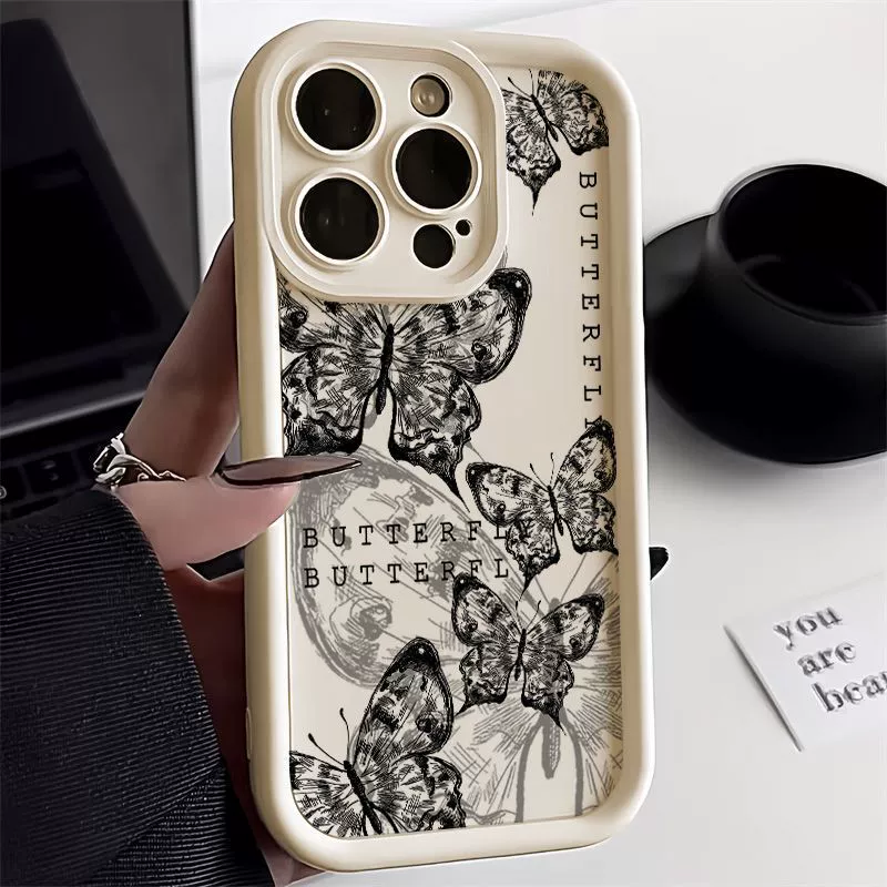Чехол для телефона (Apple) iPhone 14 — дизайн ретро-бабочка, ударопрочная защита от падений