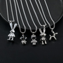 韩版嘻哈太空人不锈钢项链宇航员机械兔子不掉色个性百搭情侣配饰