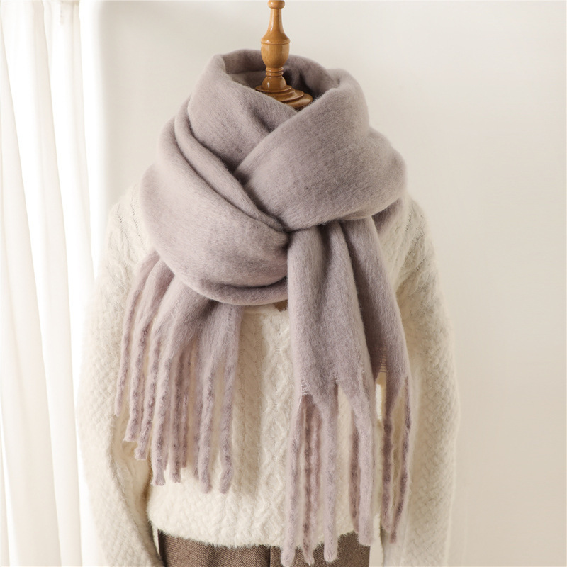 Mohair Schal Für Damen Und Herren Mit Fransen Und Perlen_voghion.com