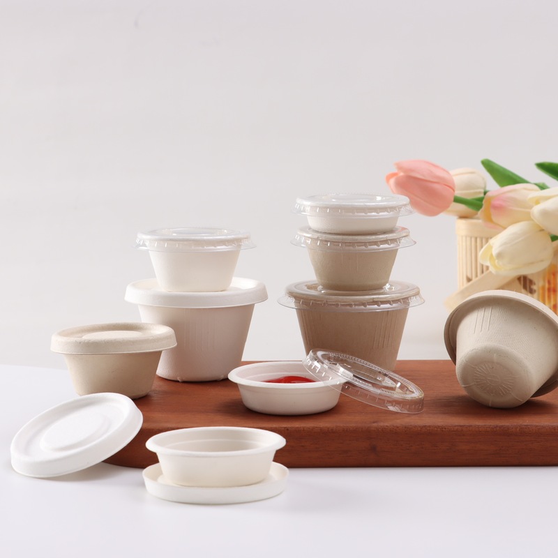 使い捨て分解可能なパルプソースカップの出前梱包調味料の小材料試食カップサラダソース箱電子レンジ|undefined