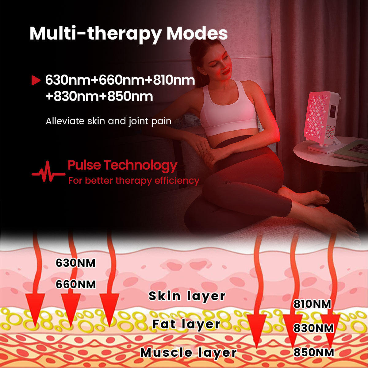 Lámpara de Terapia LED de 5 Espectros 630 660 810 830 850, Lámpara de Belleza Infrarroja, Lámpara de Belleza para el Hogar