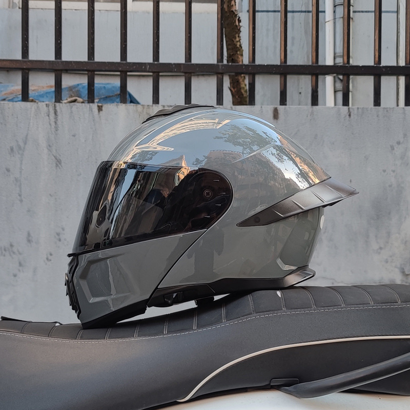 Casco de Motocicleta Orz con Certificación DOT para Hombre y Mujer, Casco Abierto con Visera Doble, Spoiler de Invierno, Cobertura Media, Azul para Todas las Estaciones.