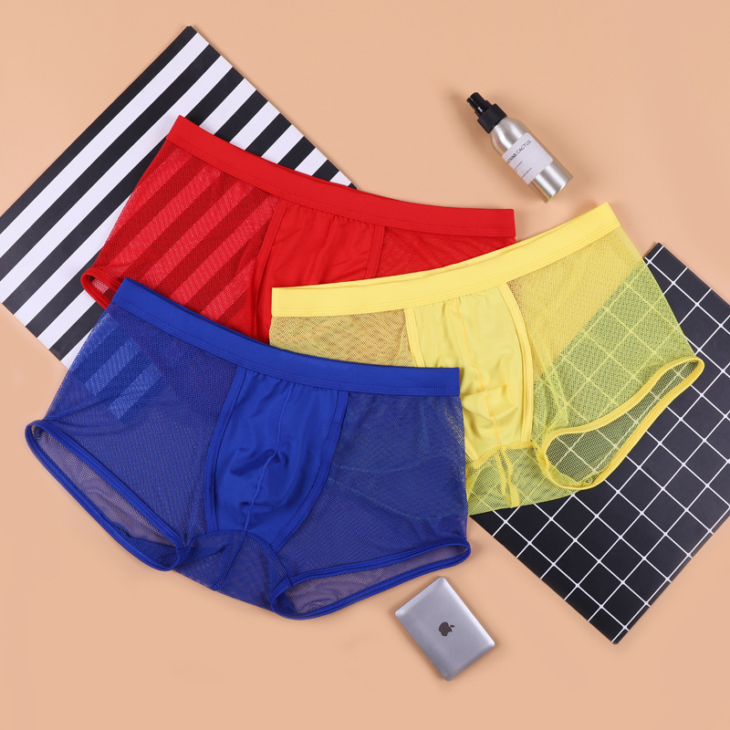 Foreign Trade New Men's Sexy Underwear Men's Elegant Underwear Low Waist Mesh Breathable Perspective Boxers Men Foreign Trade New Men's Sexy Underwear Men's Elegant Underwear Low Waist Mesh Breathable Perspective Boxers Men