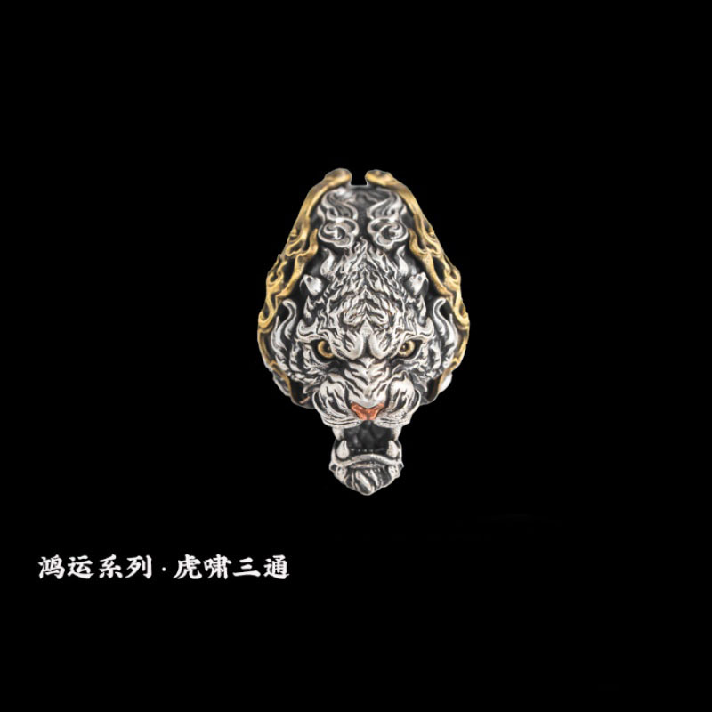 Tiger Roar Three-Way White Tiger Chinese Style Cultural Art Bracelet Accessories DIY Jewelry Dragon Spacer Beads Connector Accessories