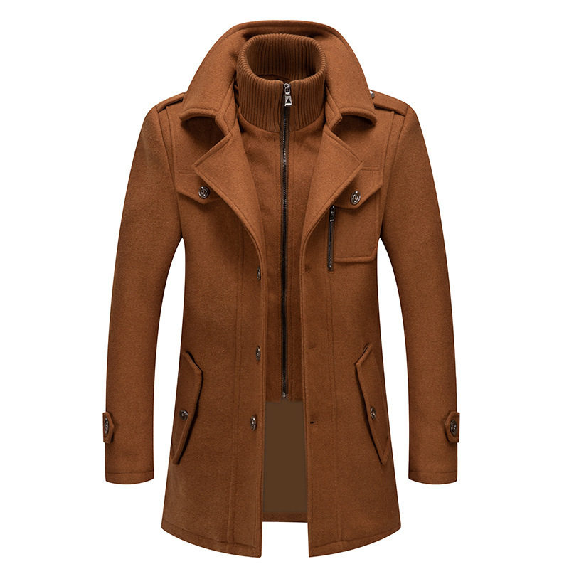 Men's Coat Double Neck Thick Autumn/Winter Super Men's Jacket Collar Men's Woolen Jacket_voghion.com
