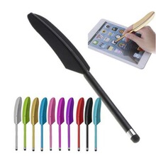 厂家直销 UV电镀羽毛触屏幕 导电电容笔 手机pad手写笔触控笔