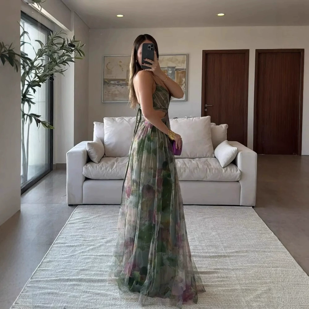 2025 трансграничная европейская и американская весна-лето новое сетчатое платье с принтом камнем INS праздничное повседневное платье