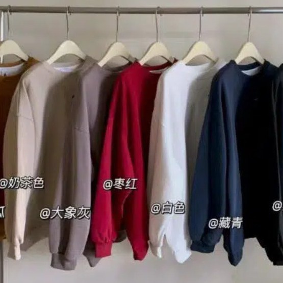 Foreign trade cross-border supply: embroidered crew-neck sweatshirt, crochet-embroidered sweatshirt, loose-fitting solid-color sporty casual top