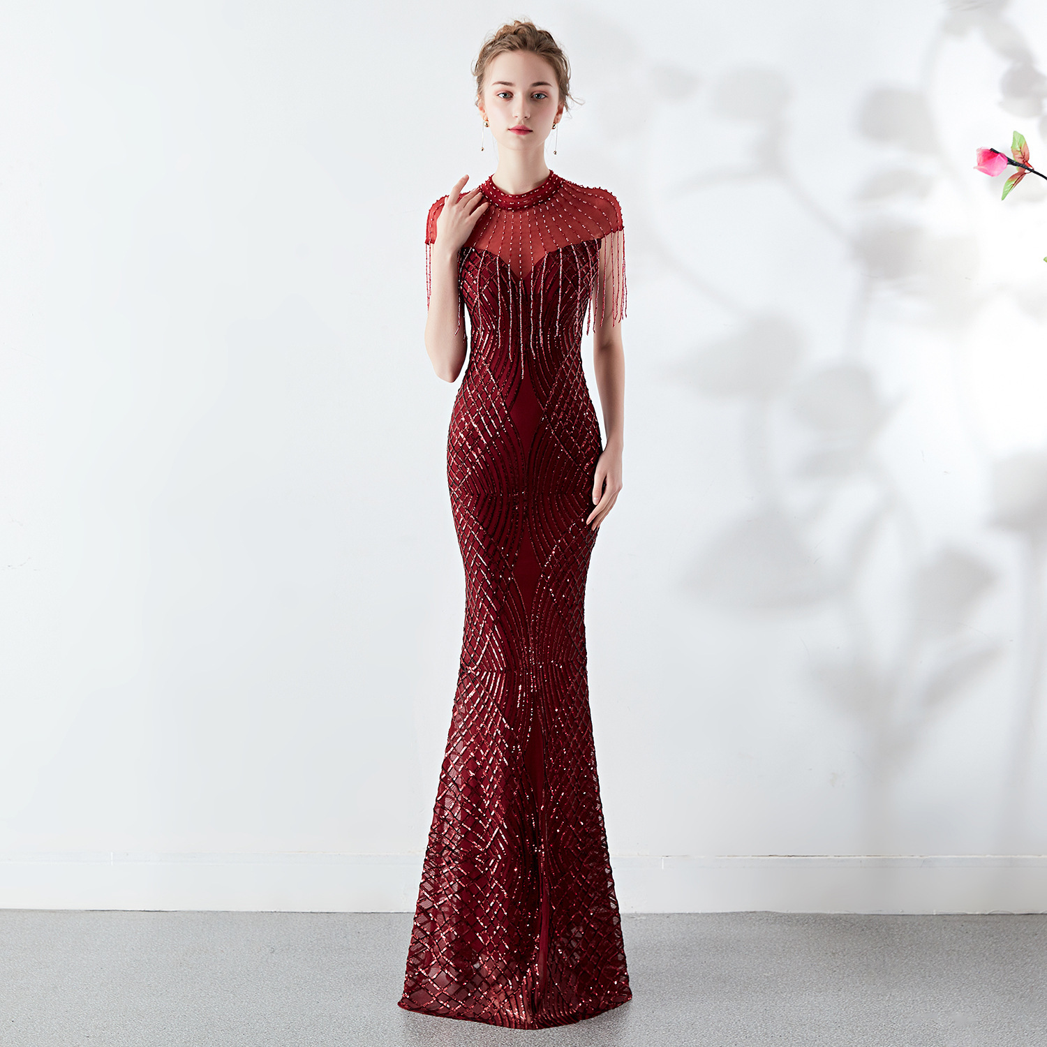 1586 # Evening Dress 2019 New Spring Long Fishtail Slimming Look Banquet Dress Skirt Dress Women