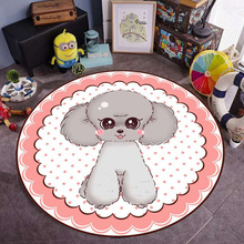 跨境创意萌宠卡通形象地垫可爱猫咪圆形地毯家用水晶绒狗狗脚垫