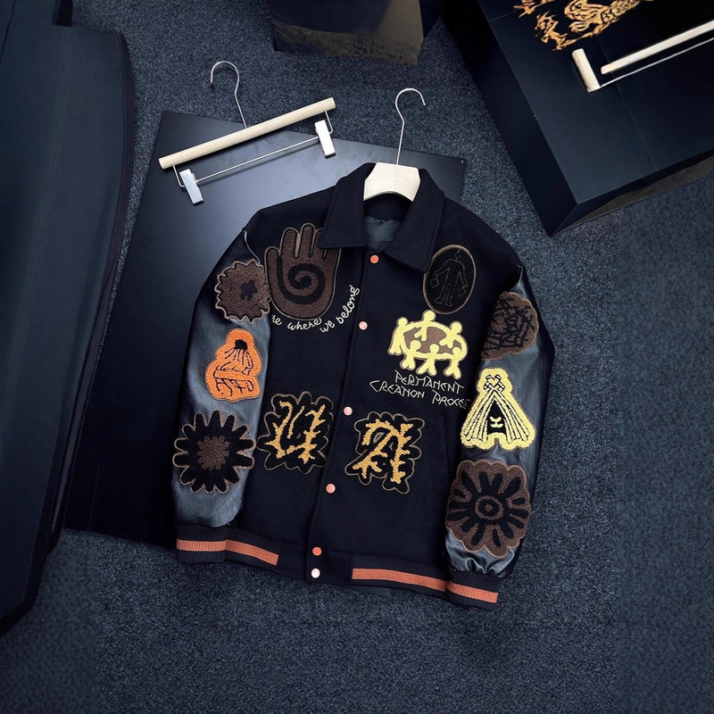 American Retro Baseball Jacket for Men and Women, Trendy Brand Spring and Autumn Woolen Jacket for Young Men and Women, Couple Style Embroidered Coat