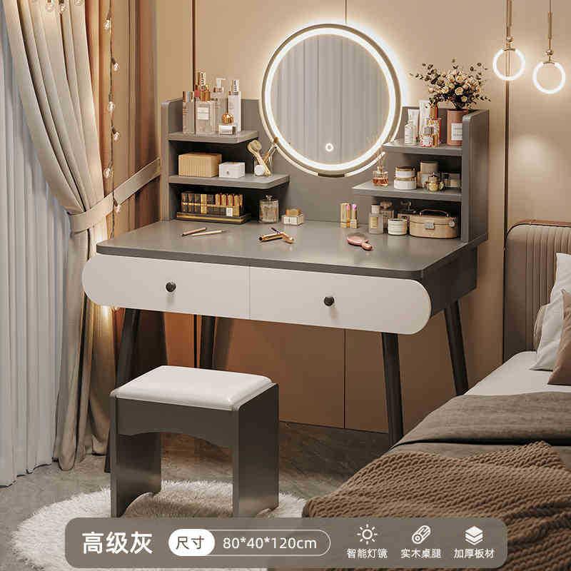 Tocador moderno minimalista nórdico para dormitorio, mesa de maquillaje con espejo, mueble de maquillaje para apartamento pequeño, tocador de celebridad de internet para dormitorio principal, mesa de maquillaje para niña.