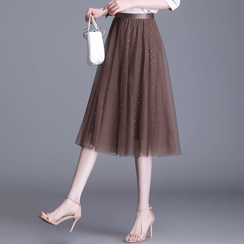360-degree swing skirt Women's Small long fairy mesh skirt 2023 spring and summer new gauze skirt