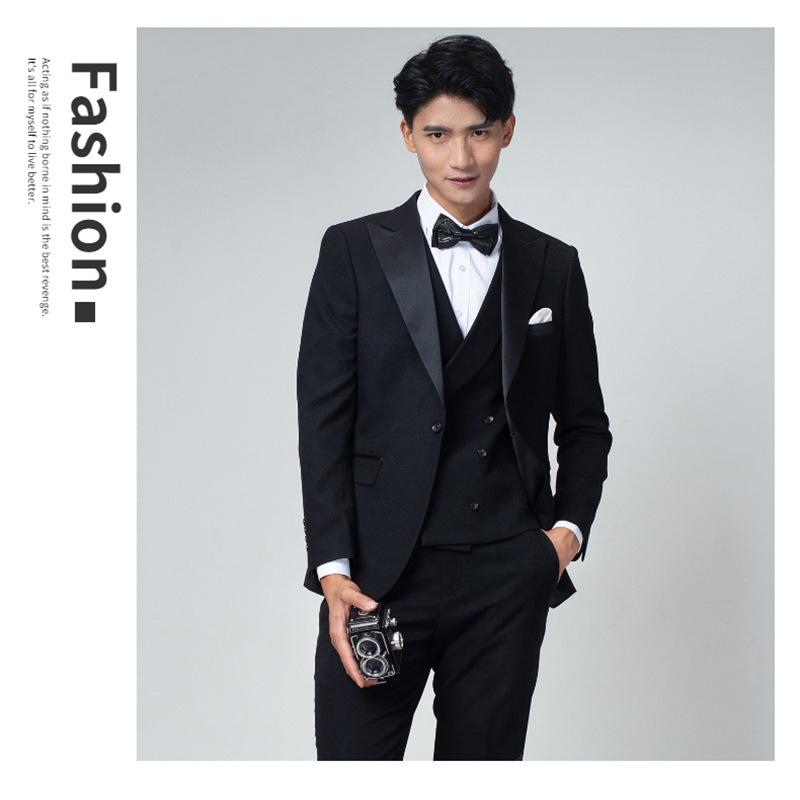 plus size Groom Suit Jacket Men's British Slim-fit Suit Wedding Three-piece Wedding Tasto Banquet Evening Dress