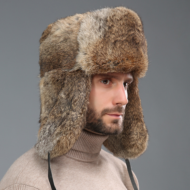 Capelli di coniglio simulati Lei Feng uomini in inverno, di mezza età e anziani, pelliccia nord-orientale per il calore, orecchio ispessito all'aperto_voghion.com