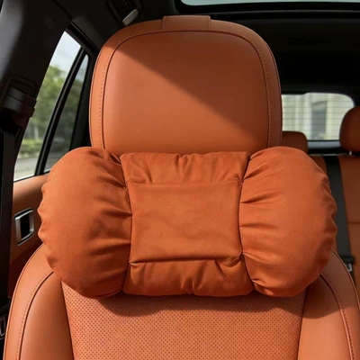 Headrest and Lumbar Support, Suede: Headrest - ideal-orange-bubble-suede-headrest
