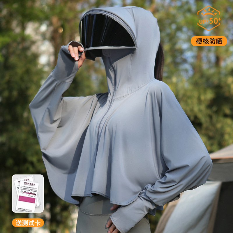 女性用日焼け止めショール、サイクリング用日焼け止め服、夏用日よけ顔UPF50+抗UVマント日焼け止め服|undefined