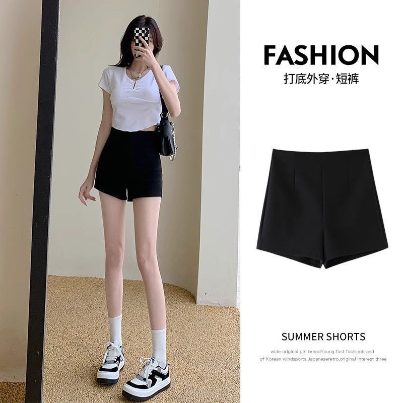 Black High-Waisted Shorts for Women, Summer 2026 New Trendy Versatile Casual Hot Girl Slimming A-Line Shorts Hot Pants