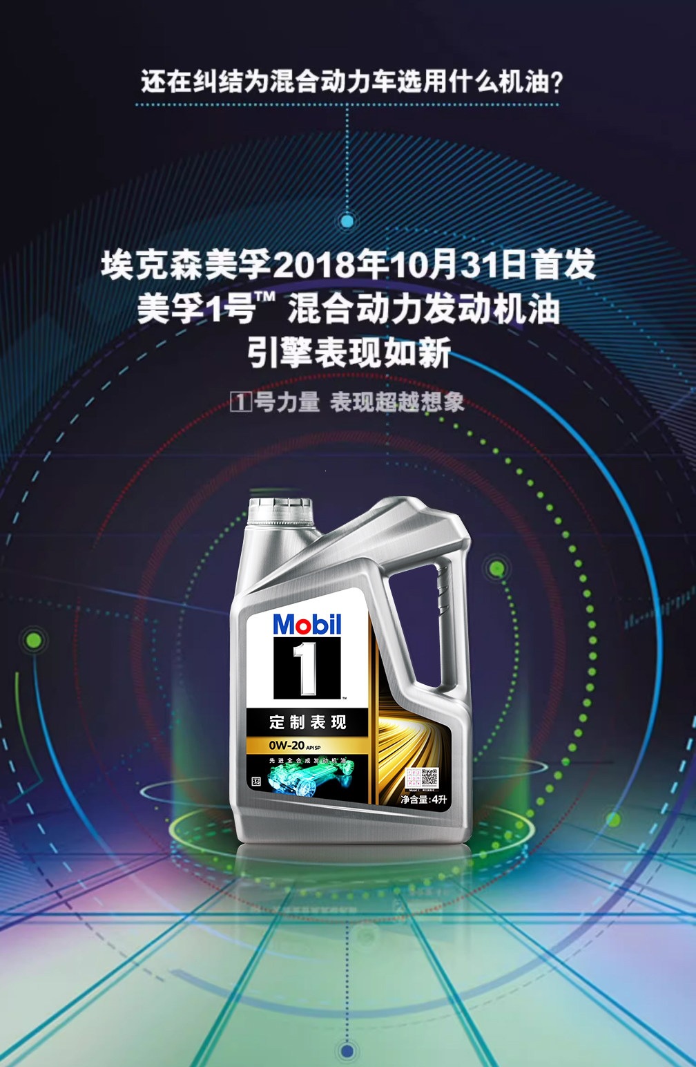 Official Flagship Genuine Mobil 1 Series Hybrid 0W-20 4L Fully Synthetic Engine Oil
