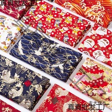 和风烫金 布料日本日式印花布全棉麻布汉服旗袍衣服装面料麦太保
