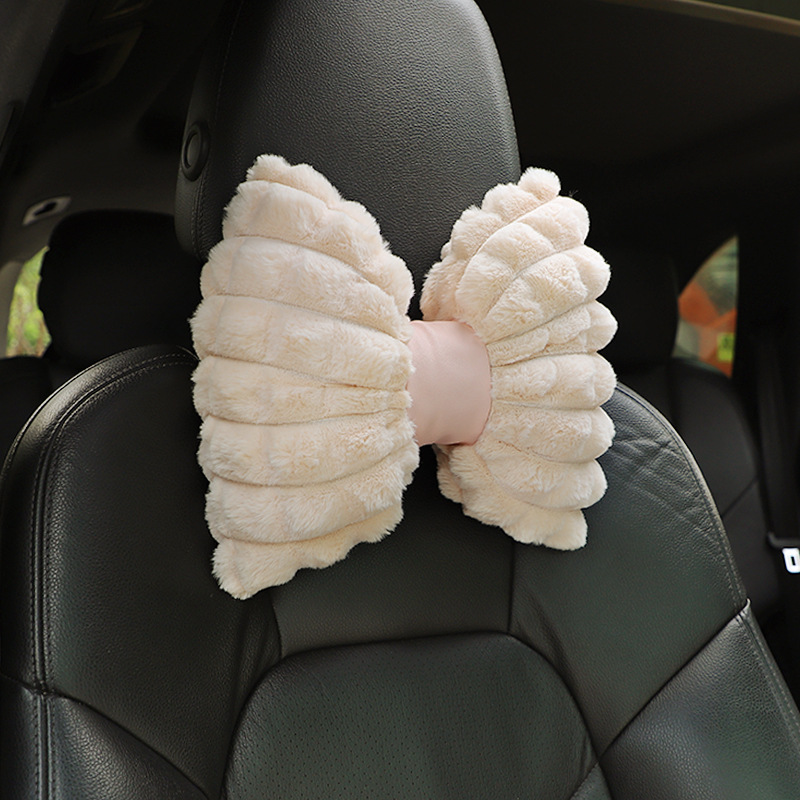 Car headrest winter rabbit hair car comfortable warm neck pillow pillow creative headrest waist car supplies