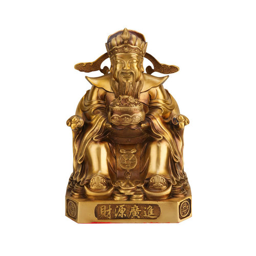 Brass God of Wealth ornaments, home living room decorations, shop opening gifts, company offices, Buddha statues