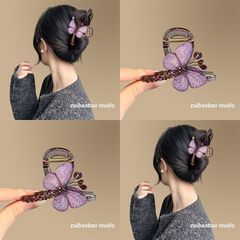 陥落蝶 ~ 気質復古風刺繍蝶クリップ女中号後頭部半髪サメクリップ髪飾り