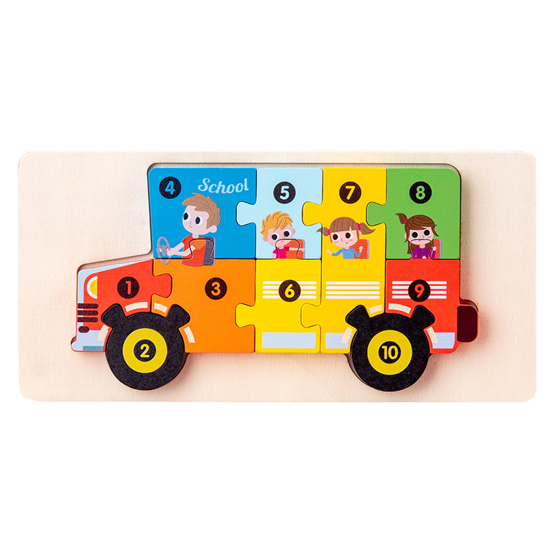 CPC niños pequeños animales de madera tráfico cognitivo rompecabezas de inteligencia de bebés educación temprana rompecabezas tridimensional juguetes de bloques de construcción image 11