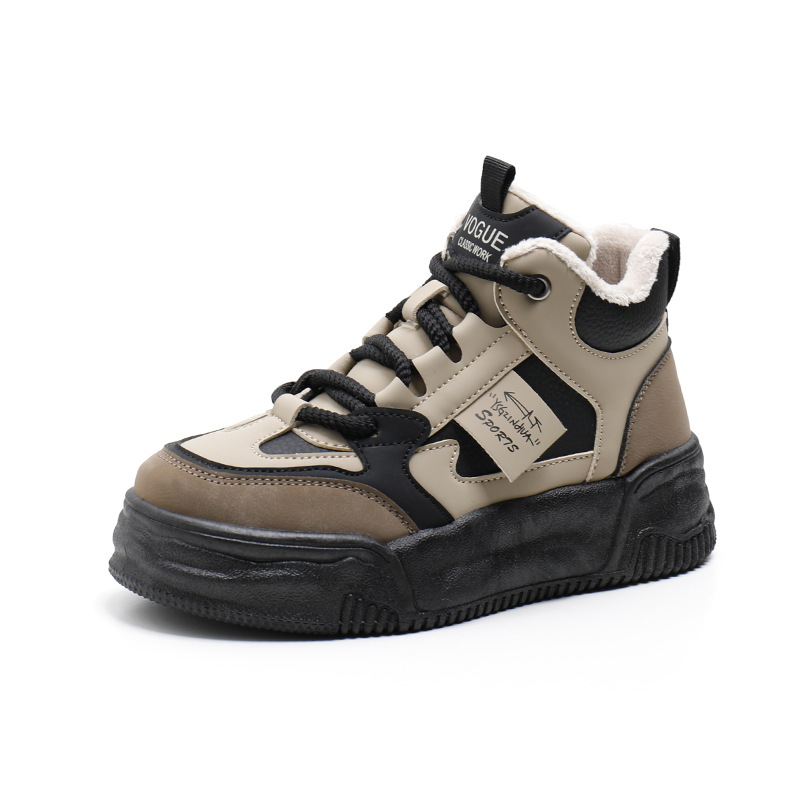 2023 Winter neue Kaschmir High Top Board Schuhe mit Studenten Ins Tide Plateau Freizeitschuhe_voghion.com