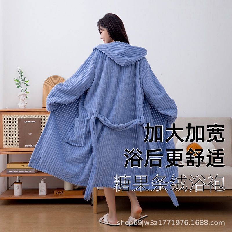 목욕 가운 기모 두꺼운 목욕 타월 목욕 착용 여성의 가을과 겨울 2024 새로운 두꺼운 웨어러블 포장 물 흡수제 빠른 건조
