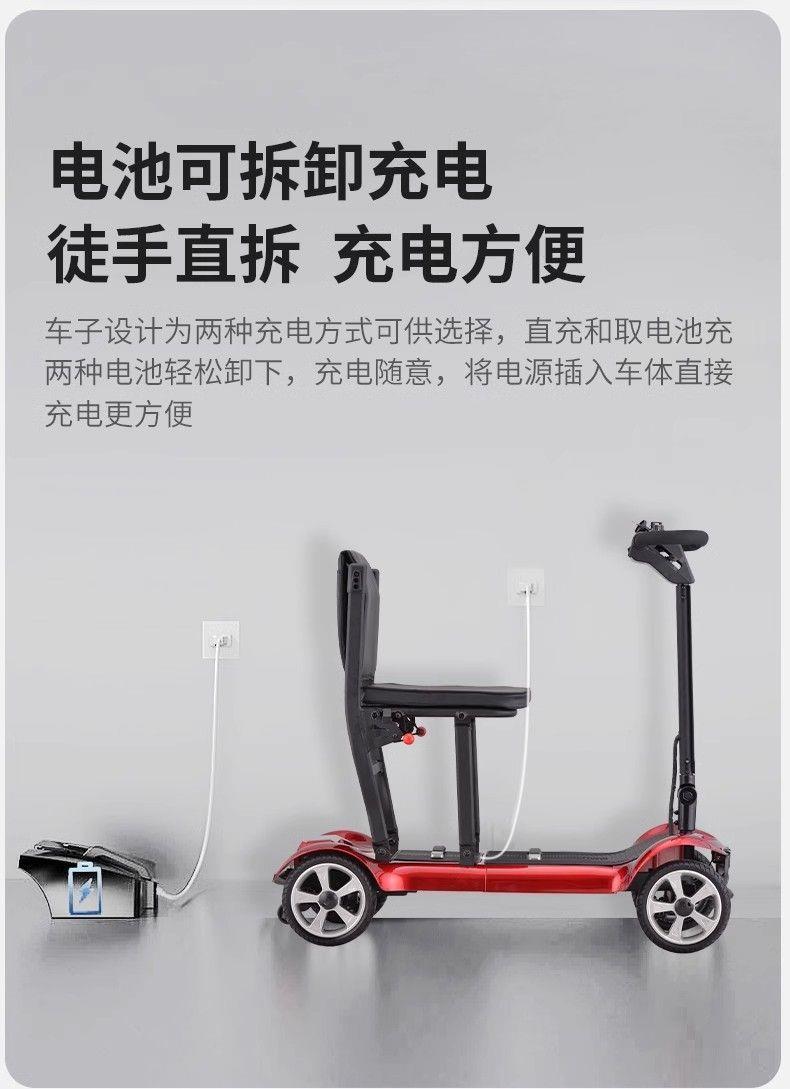 Folding Mobility Scooter for the Elderly, Compact, Lightweight, Convenient, Small Four-Wheel Anti-Rollover Lithium Battery Electric Scooter