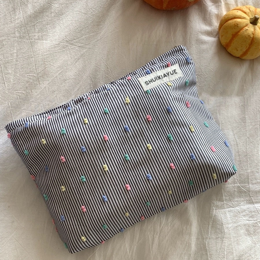 Bolsa de almacenamiento de pintas de color, bolsa de lavado, bolsa de almacenamiento de jacquard de temperamento, bolsa de cosméticos, gran capacidad, portátil y fresca