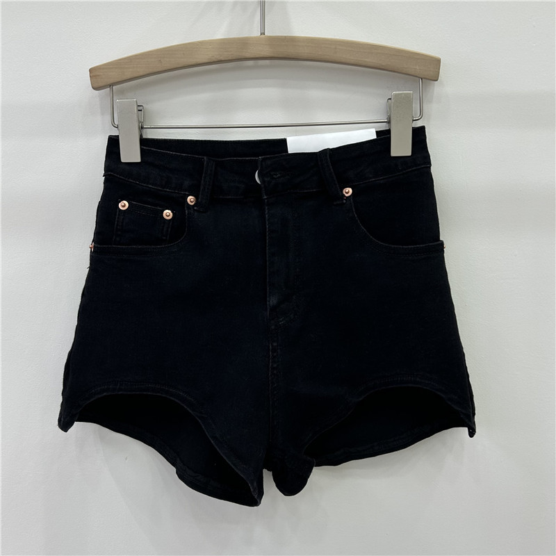Pantalones Cortos de Mezclilla Elásticos de Cintura Alta con Lavado para Verano