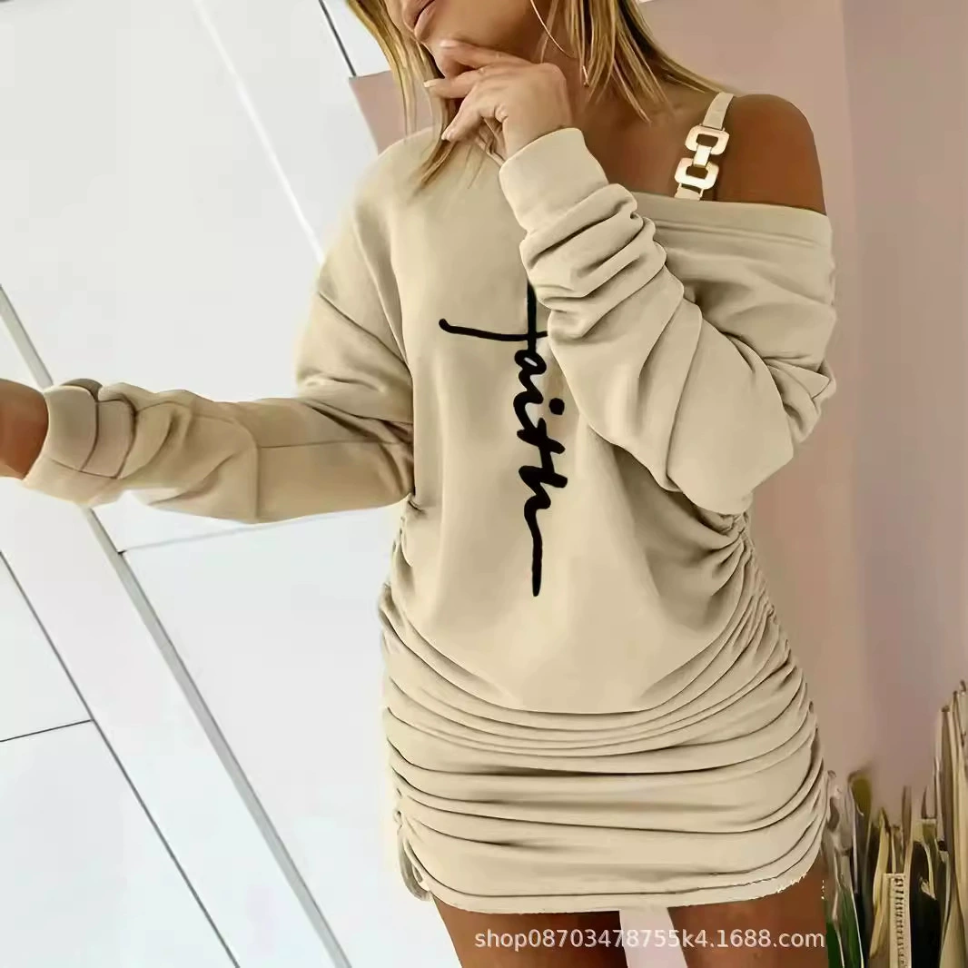 2024 Европа и США трансграничный Amazon wish внешней торговли новая цепочка косая плечо принт свитер юбка