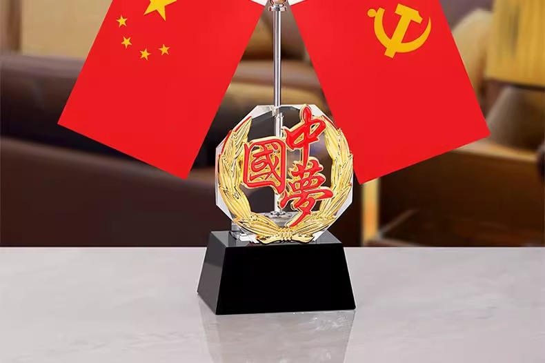 Creative Crystal Gift Office Desktop Decoration Conference Room Study Decoration Gift Small Red Flag Office Desktop