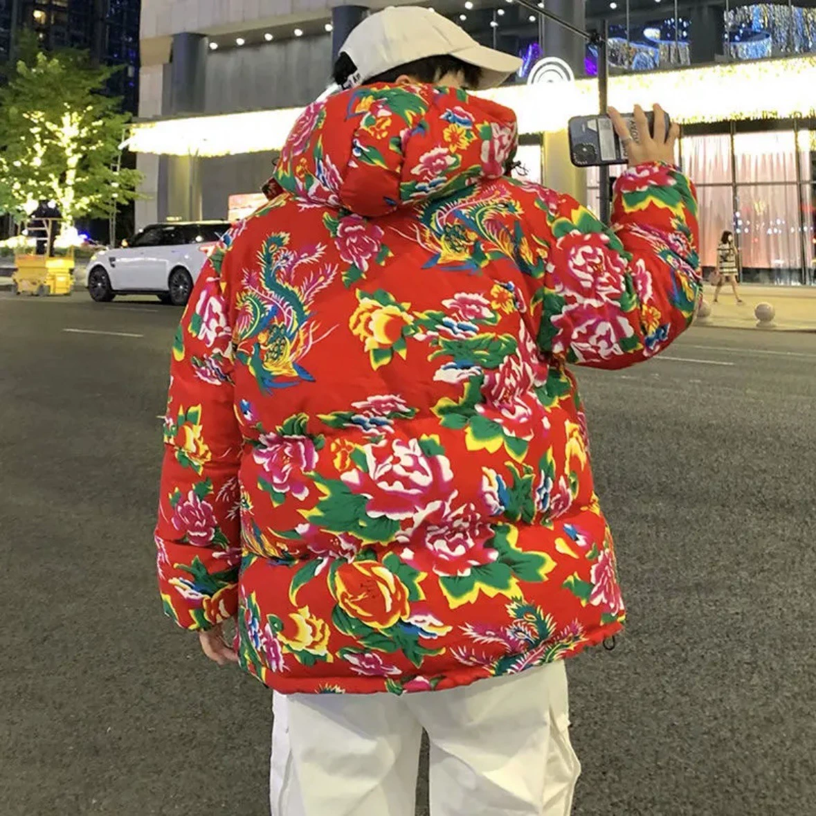 Северо-Восточная качественная зимняя куртка с хлопковой подкладкой с большим цветком, Мужская национальная Мода, утолщенная парная куртка с Пионом в китайском стиле, теплая куртка