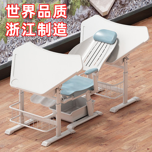 Children's Learning Desks and Chairs, School Lunch Break Desks and Chairs, Adjustable, Removable, Liftable and Reclining for Primary and Secondary School Students