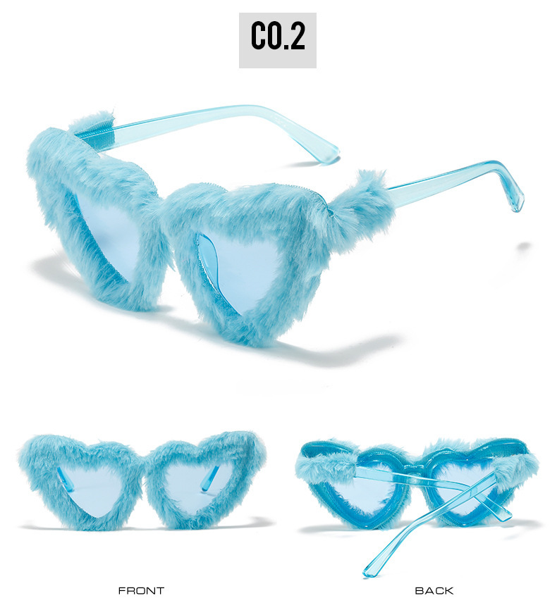 2022 summer new plush sunglasses European and American style love gradient pink glasses funny heart sunglasses_voghion.com