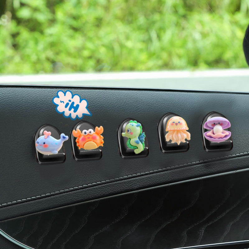 Adornos de coche de animales marinos lindos transfronterizos Adornos de pantalla de navegación de consola central de coche de dibujos animados Adornos de cabeza