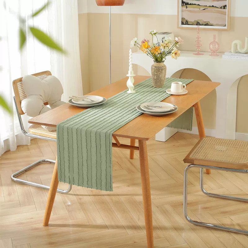 Cross-border new solid color cutting flower dining table table flag cross-border Amazon light luxury style striped home tea table coffee table flag