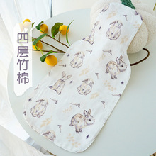 婴儿a类四层纱布印花垫背巾幼儿园儿童宝宝竹棉吸汗巾隔汗巾干爽